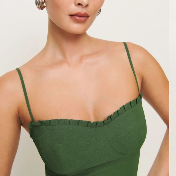 Reformation Aiko Green Pleated Midi Sundress - Picture 3 of 5